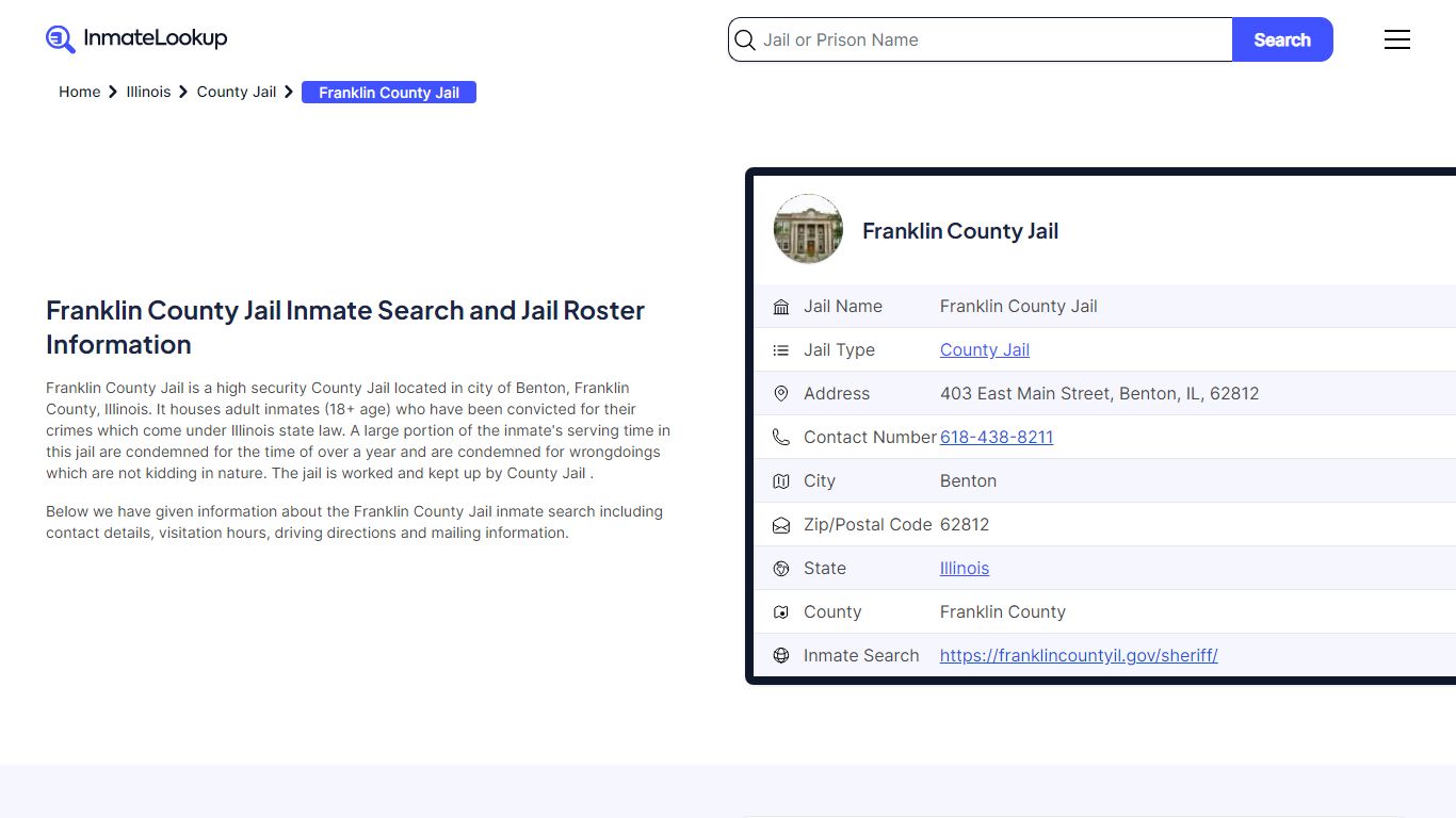 Franklin County Jail Inmate Search - Benton Illinois - Inmate Lookup