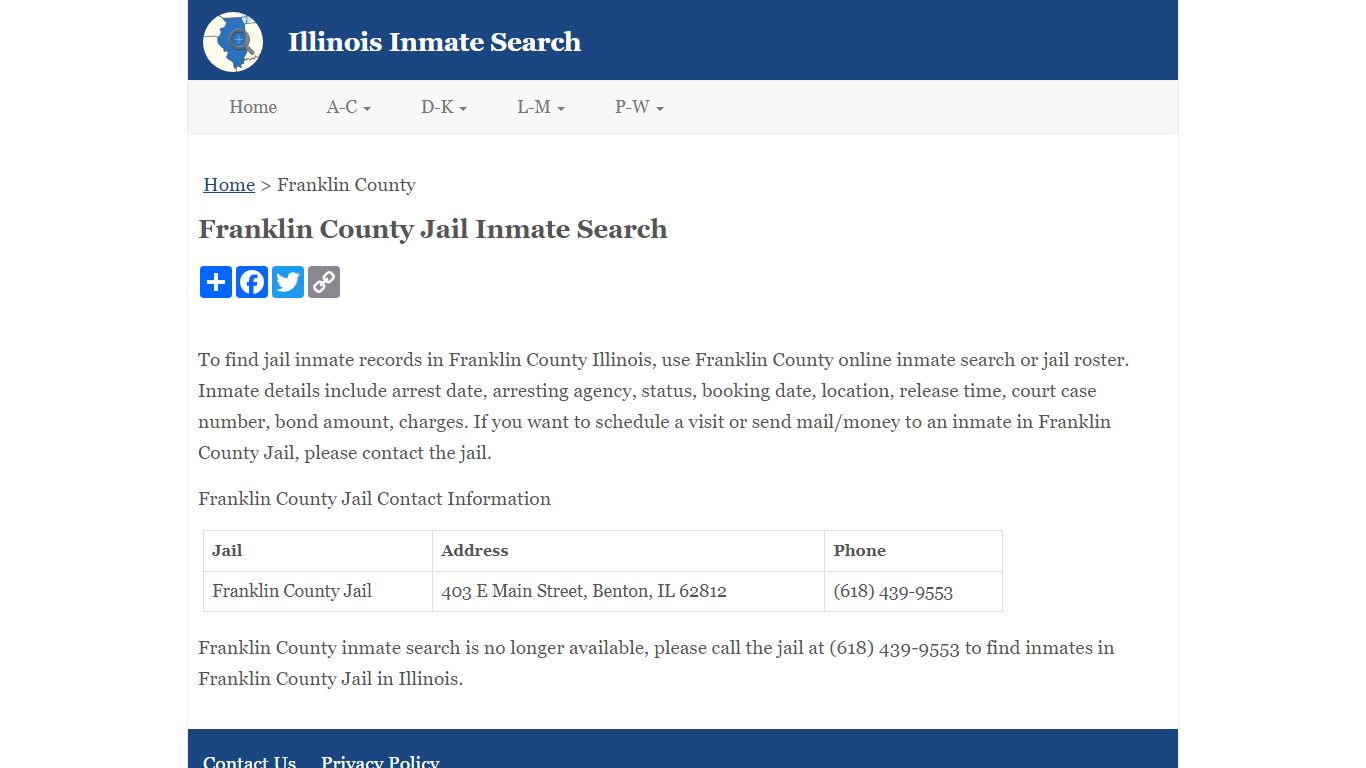 Franklin County Jail Inmate Search